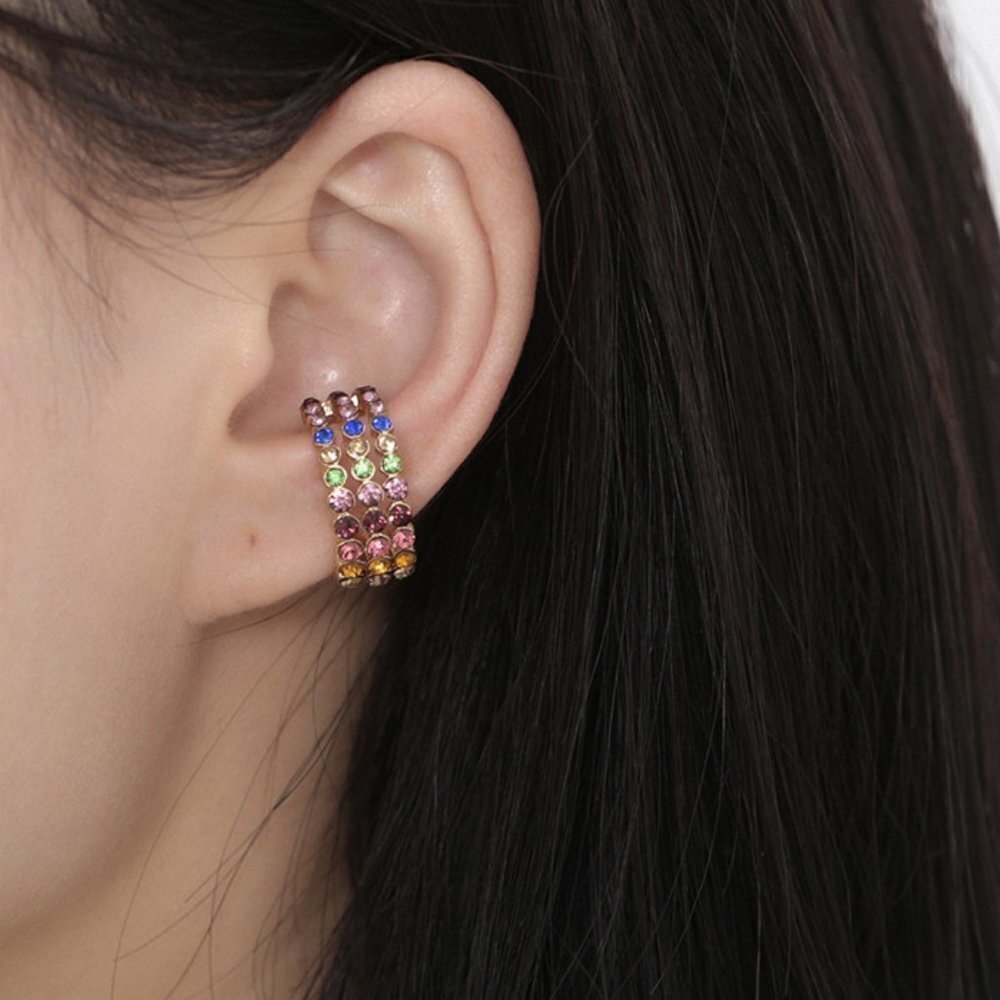 Multicolor Crystal EarCuff / Clip Earring for Women